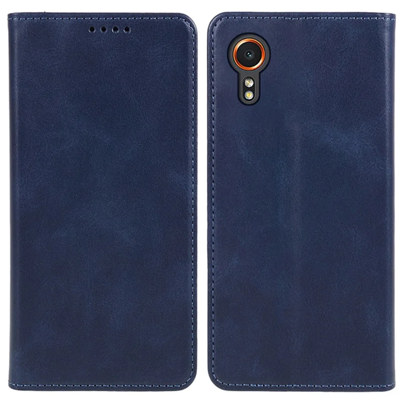 For Samsung Galaxy Xcover7 Case Stand Strong Magnetic Leather Phone Cover - Blue