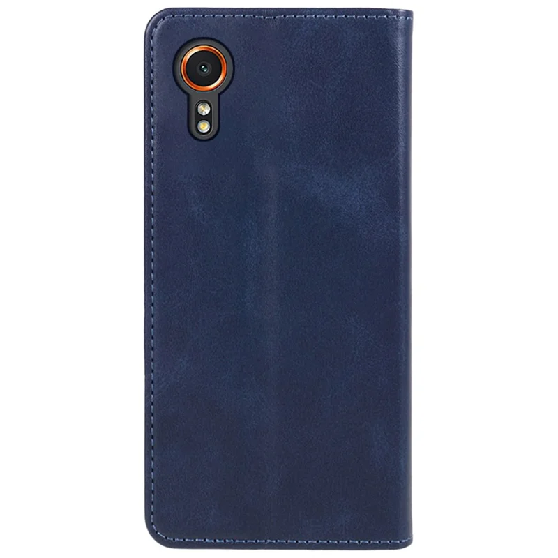 For Samsung Galaxy Xcover7 Case Stand Strong Magnetic Leather Phone Cover - Blue