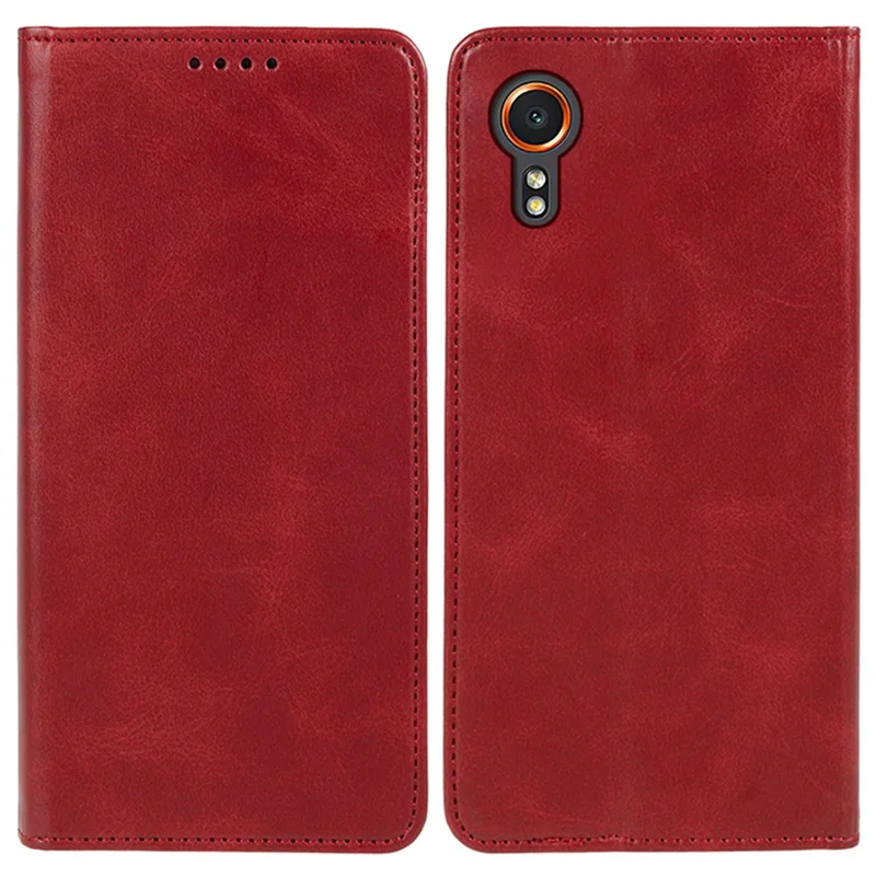 For Samsung Galaxy Xcover7 Case Stand Strong Magnetic Leather Phone Cover - Red