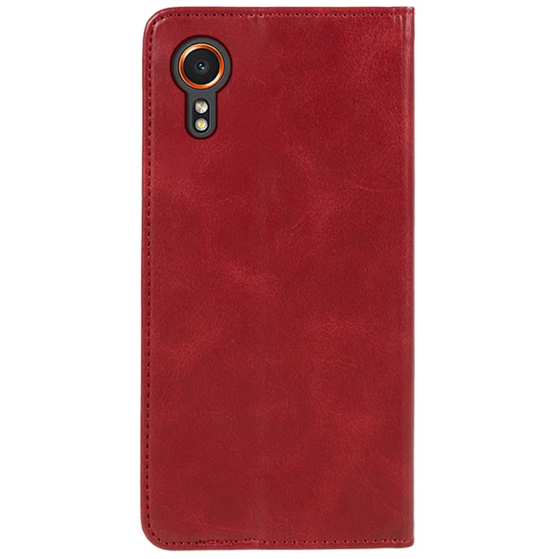 For Samsung Galaxy Xcover7 Case Stand Strong Magnetic Leather Phone Cover - Red