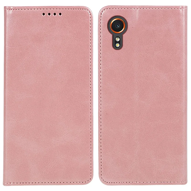 Para Samsung Galaxy Xcover7 Case Stand Strong Magnetic Leather Phone Cover - Rose Gold