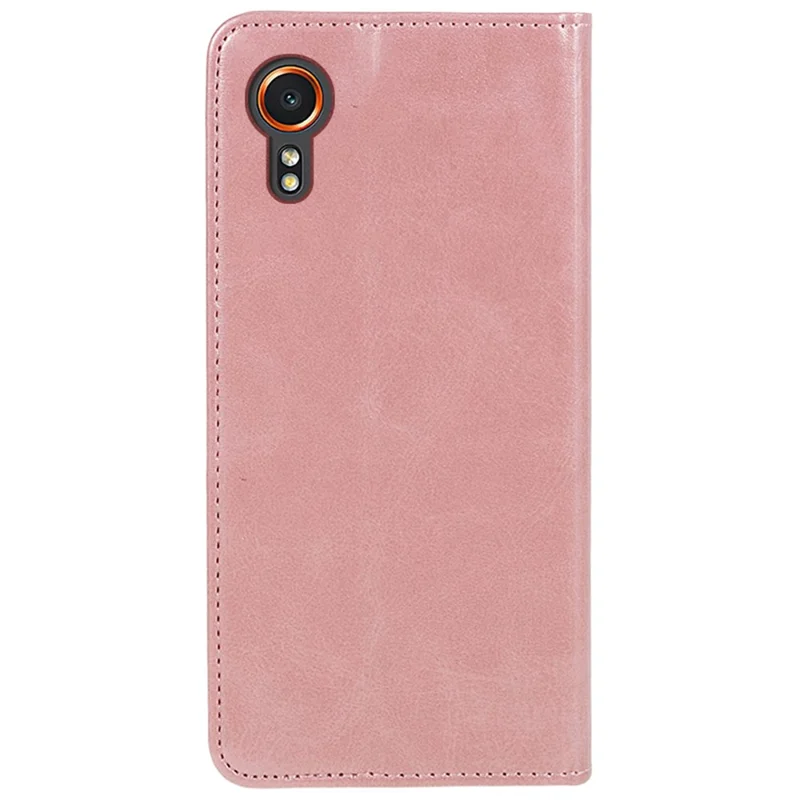 Para Samsung Galaxy Xcover7 Case Stand Strong Magnetic Leather Phone Cover - Rose Gold