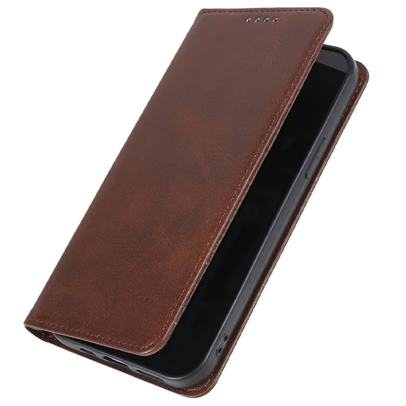 For Samsung Galaxy Xcover7 Case Stand Strong Magnetic Leather Phone Cover - Brown