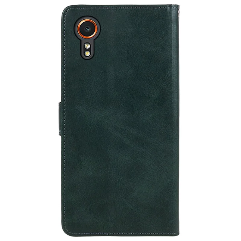 Per Samsung Galaxy Xcover7 Case Business Leather Phone Cover Calf Texture - Midnight Green