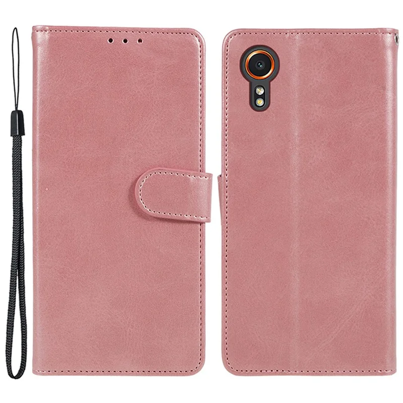 For Samsung Galaxy Xcover7 Case Business Leather Phone Cover Calf Texture - Rose Gold