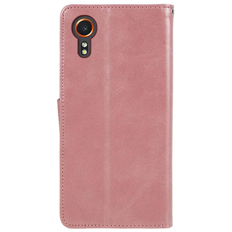 For Samsung Galaxy Xcover7 Case Business Leather Phone Cover Calf Texture - Rose Gold