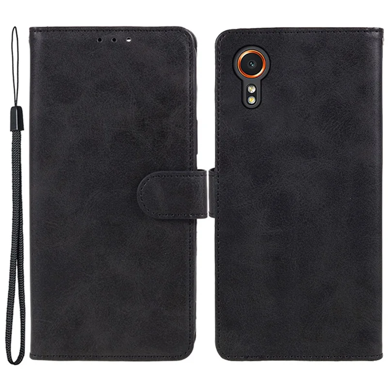 For Samsung Galaxy Xcover7 Case Business Leather Phone Cover Calf Texture - Black