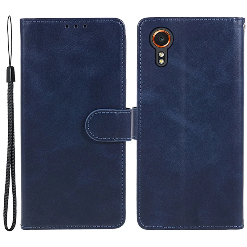 For Samsung Galaxy Xcover7 Case Business Leather Phone Cover Calf Texture - Blue