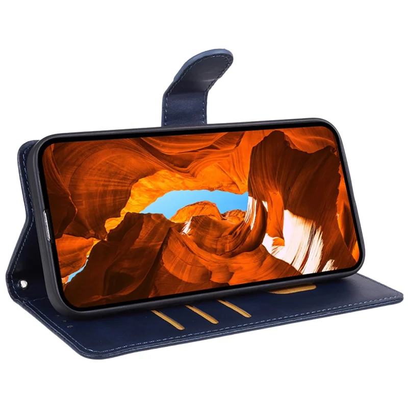 For Samsung Galaxy Xcover7 Case Business Leather Phone Cover Calf Texture - Blue