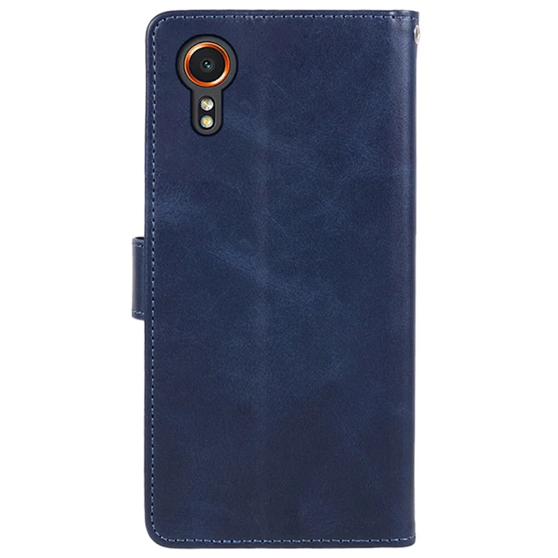 For Samsung Galaxy Xcover7 Case Business Leather Phone Cover Calf Texture - Blue