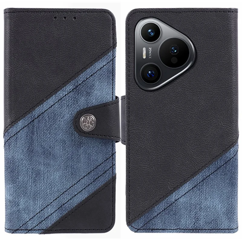 Para Huawei Pura 70 Case PU Leather Phone Cover Stand Shockproof TPU Inner - Preto