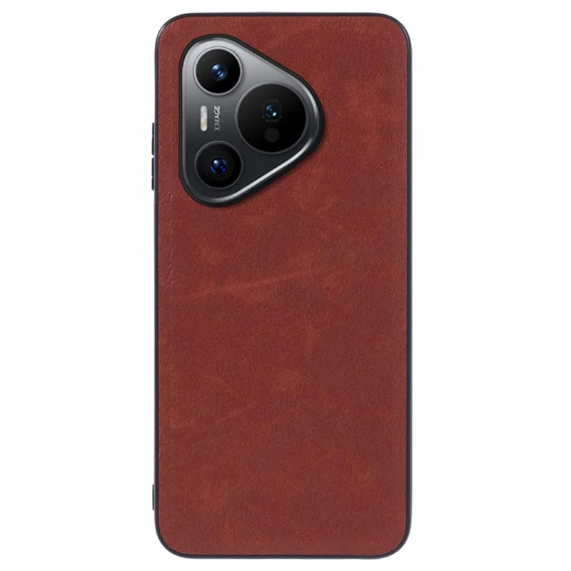 For Huawei Pura 70 Case Retro Texture PU Leather Coated PC+TPU Hybrid Phone Cover - Brown