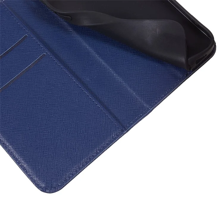 For Huawei Pura 70 Case Cross Texture Leather Flip Phone Cover Magnetic Absorption - Dark Blue