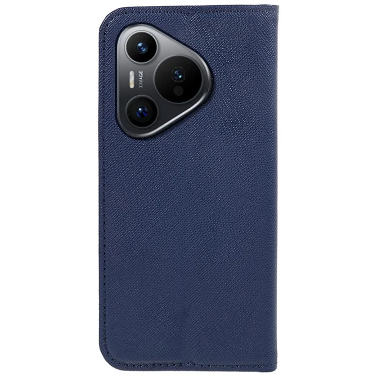 For Huawei Pura 70 Case Cross Texture Leather Flip Phone Cover Magnetic Absorption - Dark Blue