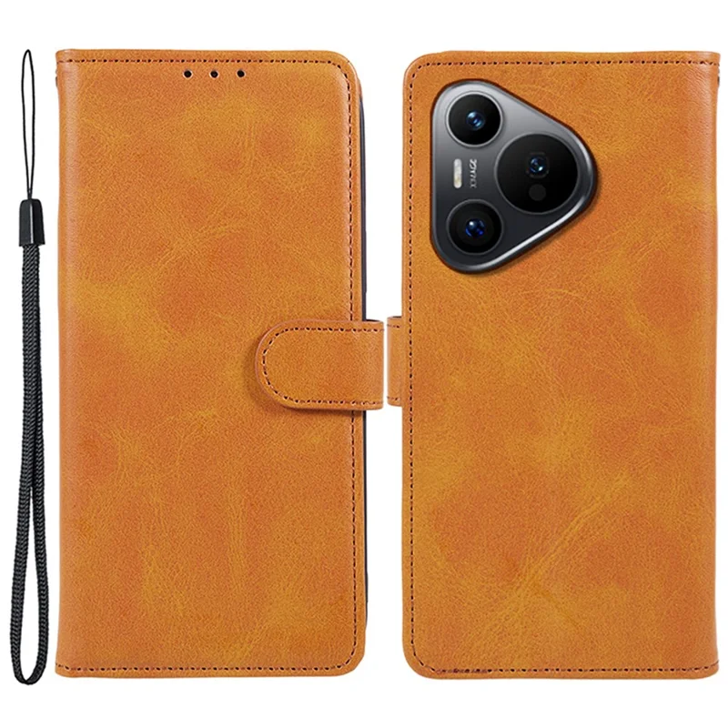 Pour Huawei Pura 70 Stand Case Calf Texture Leather Phone Cover avec Portefeuille - Kaki