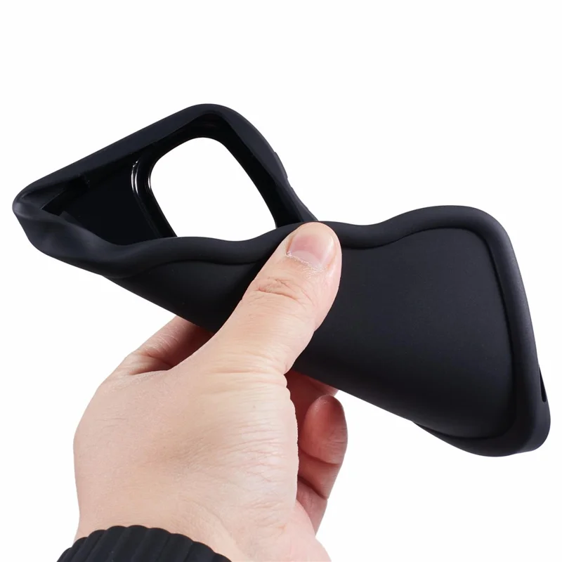 XL Series For Samsung Galaxy A13 4G Case Solid Color Mobile Phone TPU Cover Wavy Edge - Black