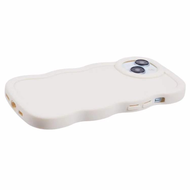 XL Series For iPhone 14 Case Solid Color Wave Edge Flexible TPU Phone Cover - White