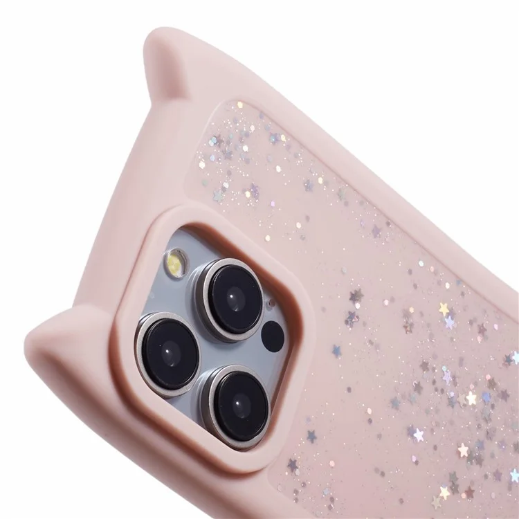 JTW Series For iPhone 12 / 12 Pro Case Epoxy TPU Phone Cover Cute Cat Ear Design - Pink