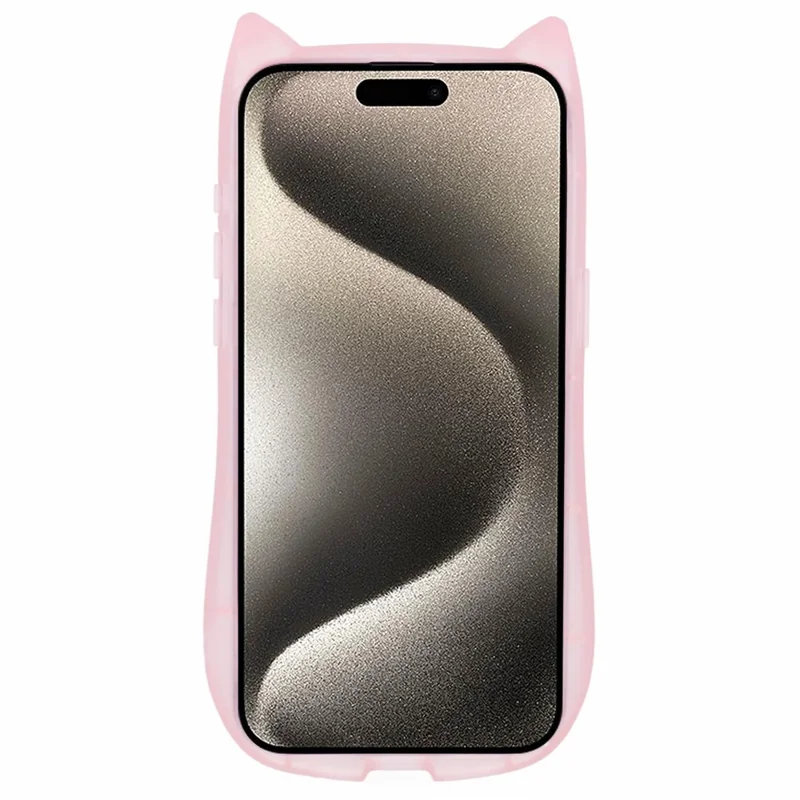 JTW Series For iPhone 12 / 12 Pro Case Epoxy TPU Phone Cover Cute Cat Ear Design - Transparent Pink