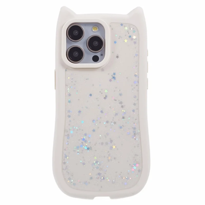 Custodia JTW Series per iPhone 12 / 12 Pro Epoxy TPU Custodia per telefono Cute Cat Ear Design - Beige