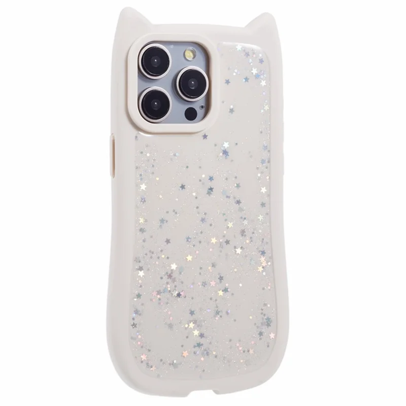 Custodia JTW Series per iPhone 12 / 12 Pro Epoxy TPU Custodia per telefono Cute Cat Ear Design - Beige