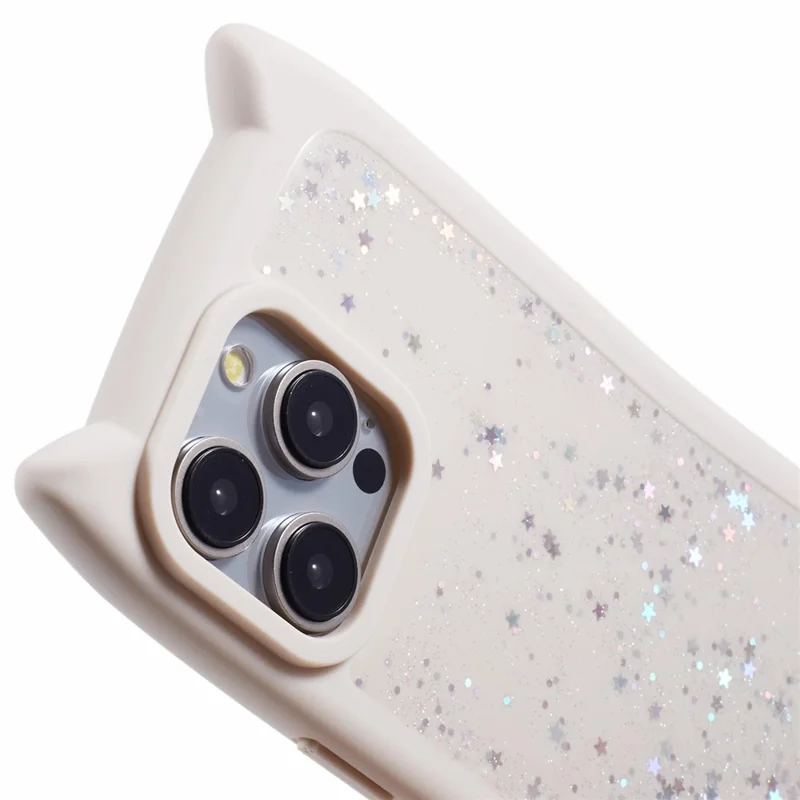 Custodia JTW Series per iPhone 12 / 12 Pro Epoxy TPU Custodia per telefono Cute Cat Ear Design - Beige