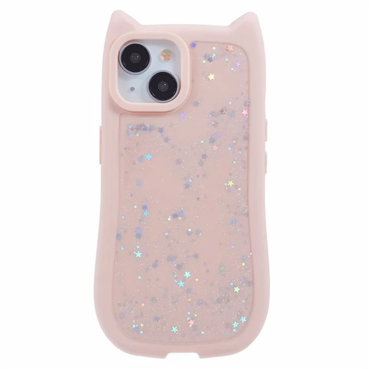 JTW-Serie für iPhone 14 Case TPU Cat Ear Phone Cover Bling Star Epoxy - Pink