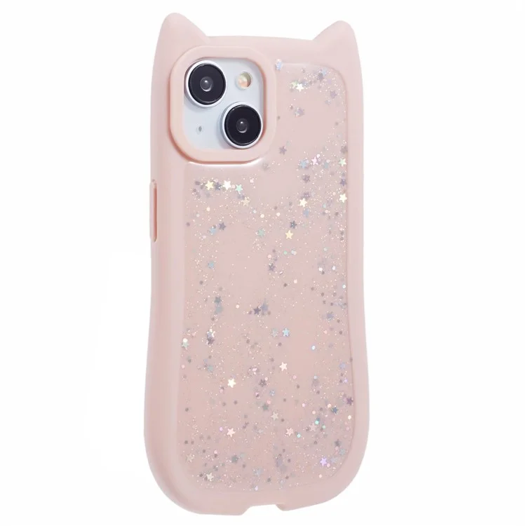 JTW-Serie für iPhone 14 Case TPU Cat Ear Phone Cover Bling Star Epoxy - Pink