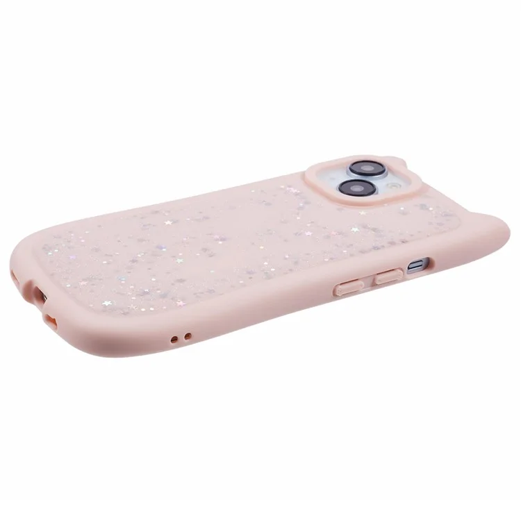 JTW-Serie für iPhone 14 Case TPU Cat Ear Phone Cover Bling Star Epoxy - Pink