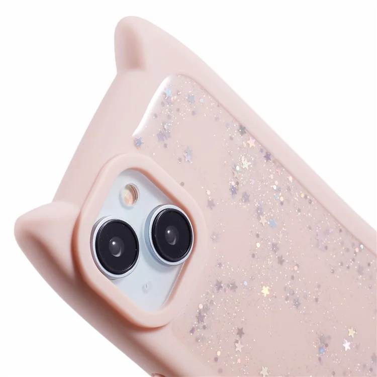 JTW-Serie für iPhone 14 Case TPU Cat Ear Phone Cover Bling Star Epoxy - Pink
