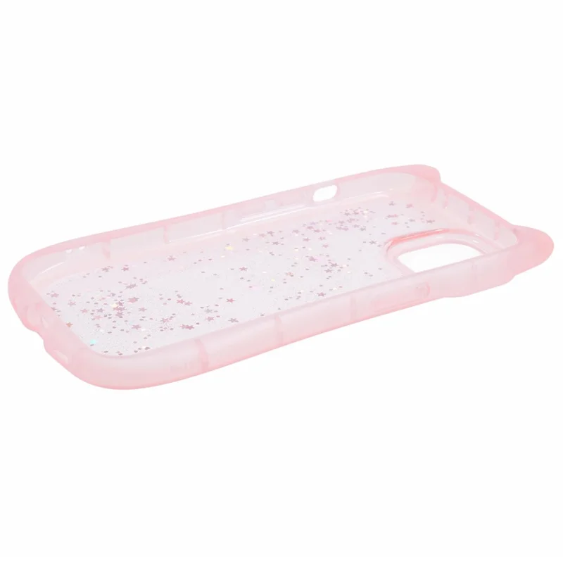 JTW Series For iPhone 14 Case TPU Cat Ear Phone Cover Bling Star Epoxy - Transparent Pink