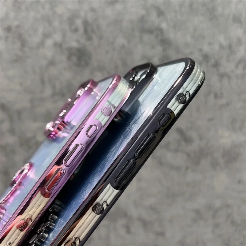 For iPhone 12 Pro Max Case Feather Yarn Texture Quicksand Swan TPU Phone Cover with Glass Lens Film - Blue