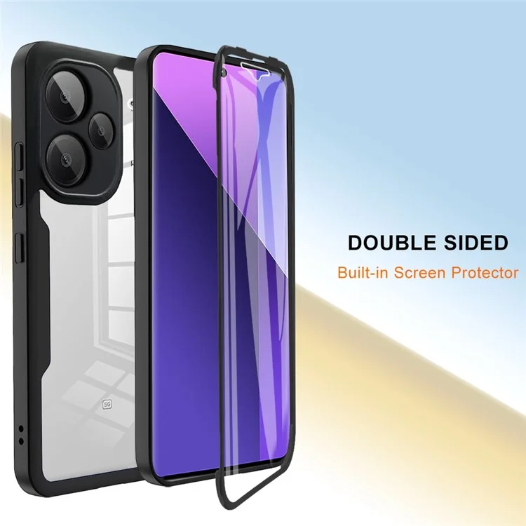 Für Xiaomi Redmi Note 13 Pro+ 5G Hülle Acryl + TPU Klare Handyhülle mit PET-Displayschutzfolie - Schwarz