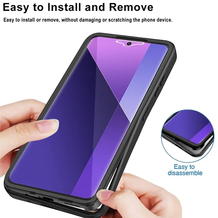 Für Xiaomi Redmi Note 13 Pro+ 5G Hülle Acryl + TPU Klare Handyhülle mit PET-Displayschutzfolie - Schwarz