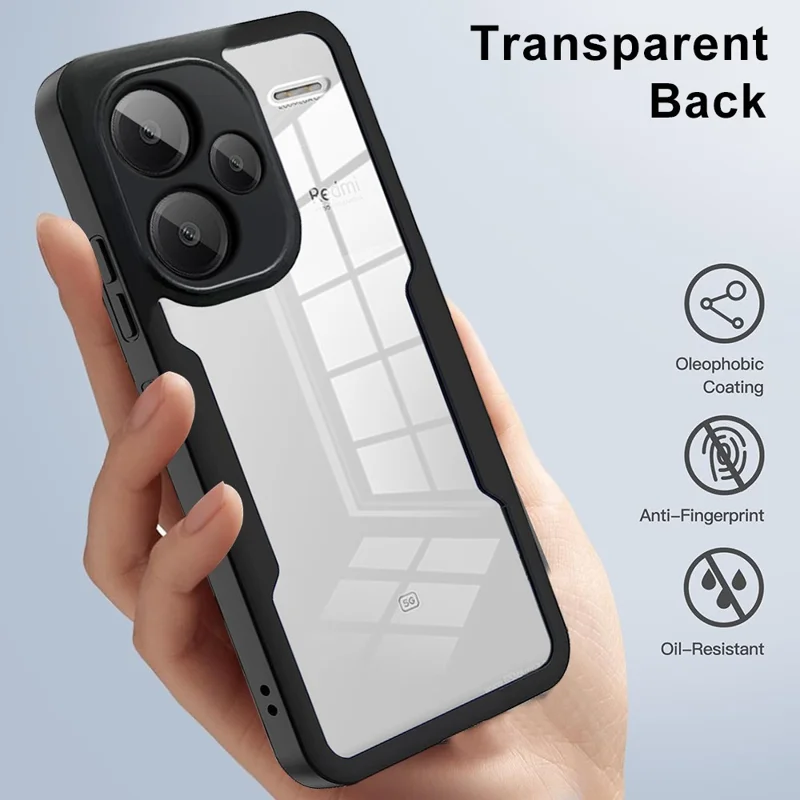Para Xiaomi Redmi Note 13 Pro+ 5G Capa Acrílica + Capa de Telefone Transparente de TPU com Filme de Tela de PET - Vermelho