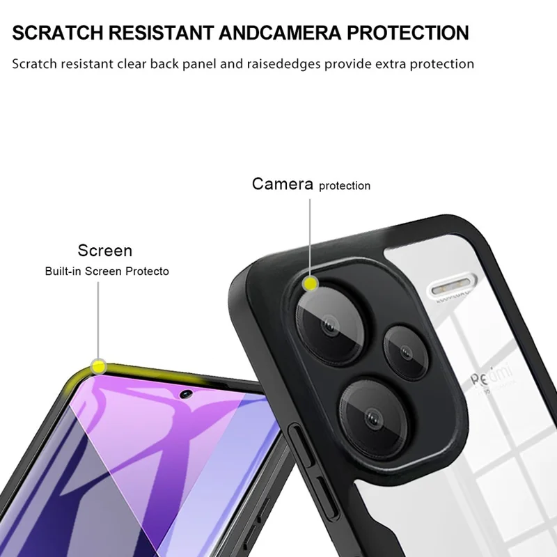 Para Xiaomi Redmi Note 13 Pro+ 5G Capa Acrílica + Capa de Telefone Transparente de TPU com Filme de Tela de PET - Vermelho