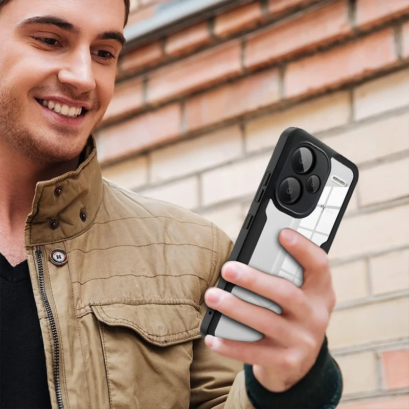 Para Xiaomi Redmi Note 13 Pro+ 5G Capa Acrílica + Capa de Telefone Transparente de TPU com Filme de Tela de PET - Vermelho