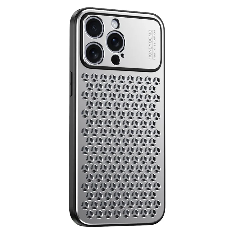 For iPhone 13 Pro Case Aluminum Alloy+TPU Honeycomb Heat Dissipation Phone Cover - Silver