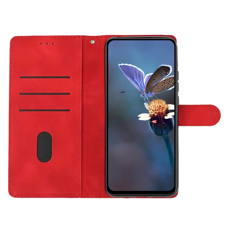 For iPhone 15 Plus PU Leather Phone Case Skin-Touch Feeling Imprinted Pattern Wallet Phone Cover - Red