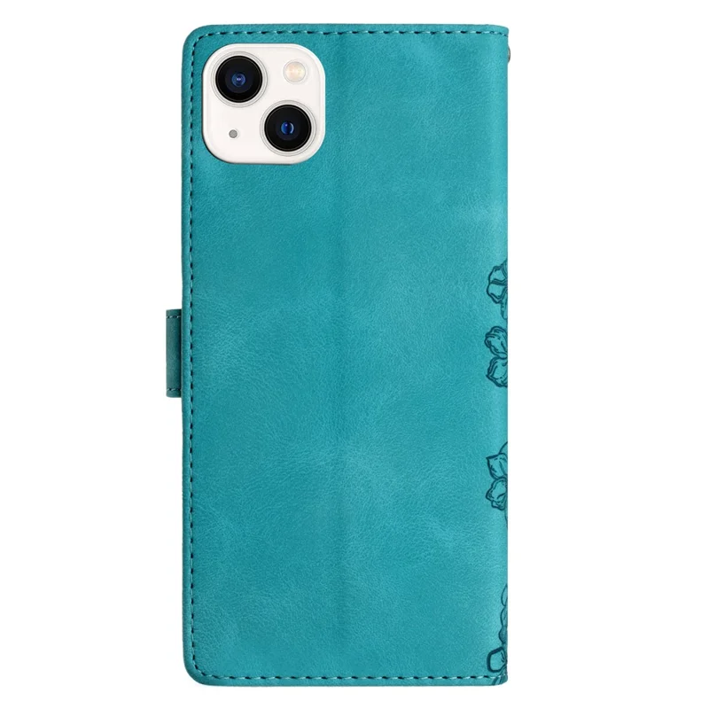 For iPhone 15 Plus PU Leather Phone Case Skin-Touch Feeling Imprinted Pattern Wallet Phone Cover - Green