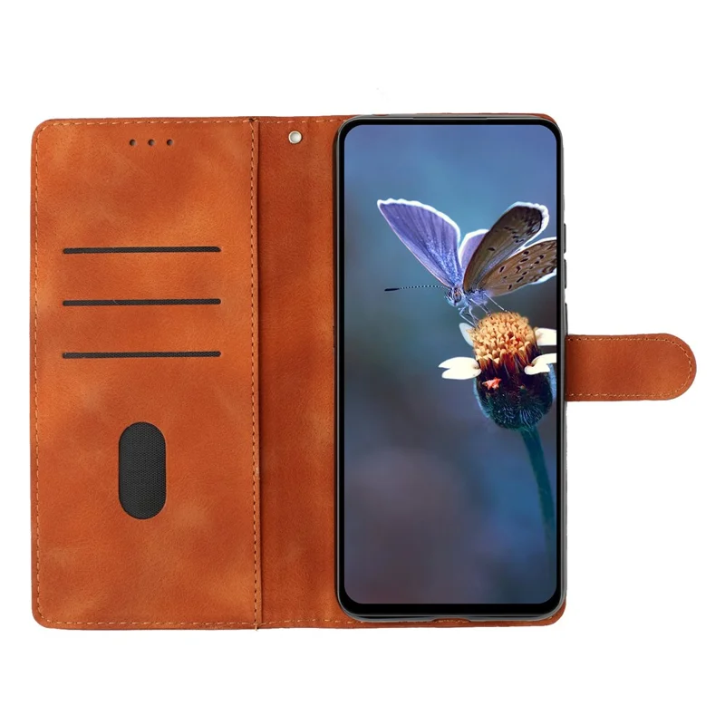 For iPhone 12 Pro Skin-Touch Feeling Phone Case TPU+PU Leather Imprinted Pattern Wallet Phone Cover - Brown