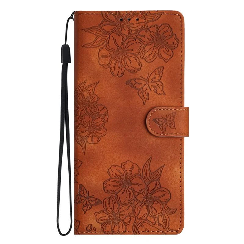 For iPhone 12 Pro Skin-Touch Feeling Phone Case TPU+PU Leather Imprinted Pattern Wallet Phone Cover - Brown