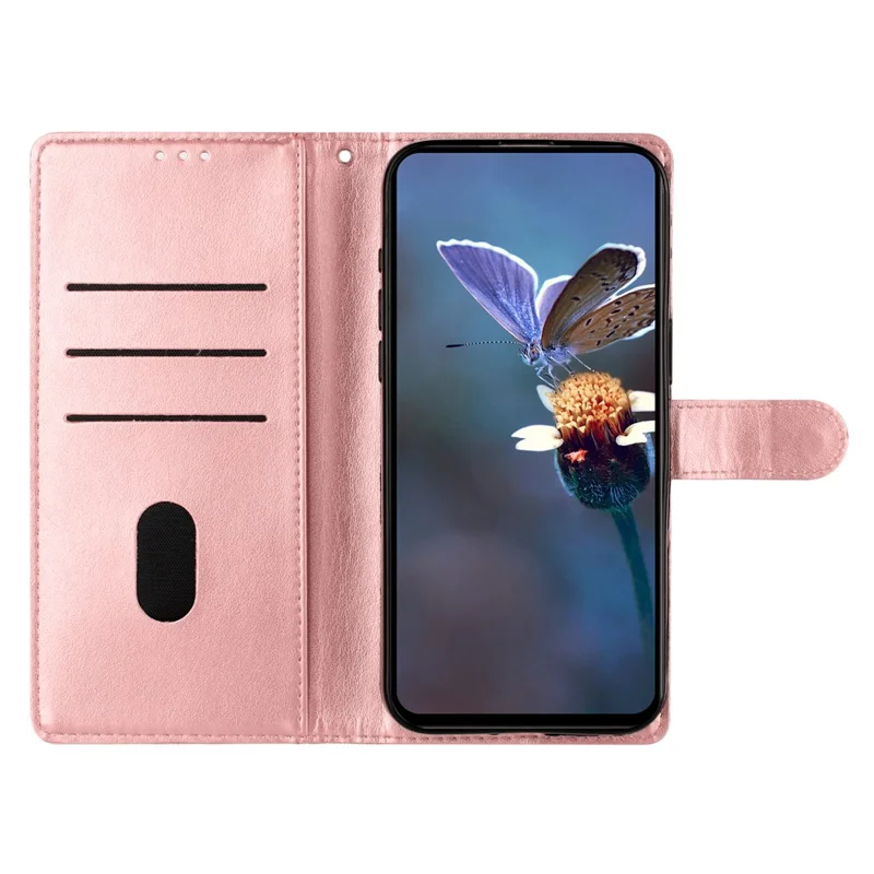 For iPhone 12 Pro Max Skin-Touch Feeling PU Leather Phone Case Imprinted Pattern Phone Cover Wallet - Rose Gold