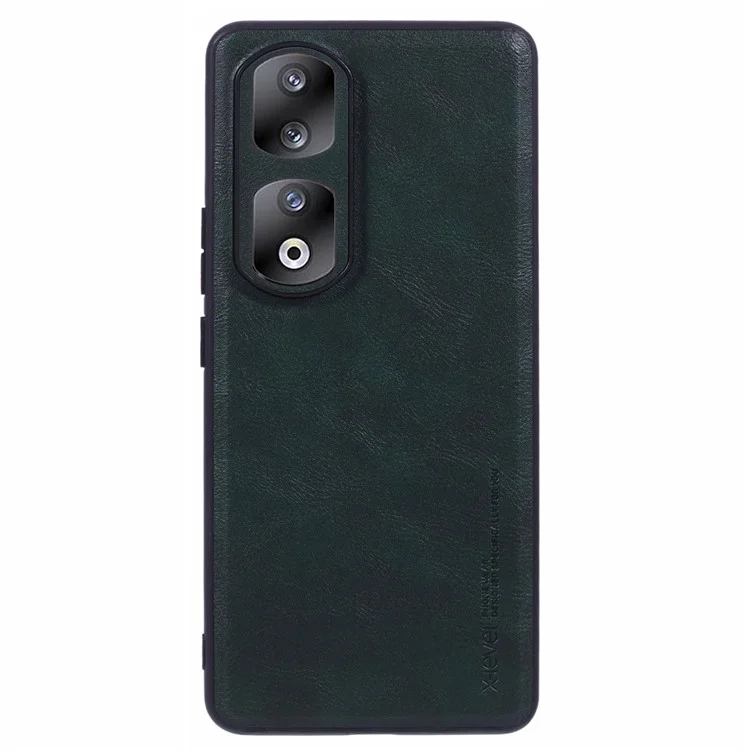 X-LEVEL Bojue-3 Series For 	Honor 90 Pro Case Slim PU Leather Back Cover Hard PC Soft TPU - Midnight Green