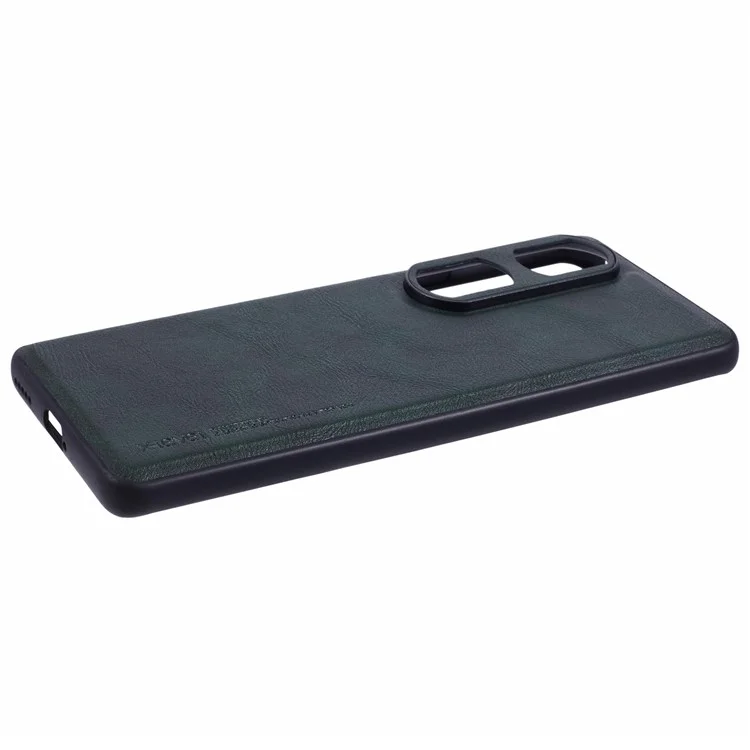 X-LEVEL Bojue-3 Series For 	Honor 90 Pro Case Slim PU Leather Back Cover Hard PC Soft TPU - Midnight Green