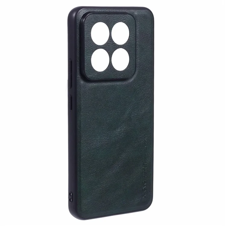 X-LEVEL Bojue-3 Series Per Xiaomi 14 Pro Slim Case Pelle+PC+TPU Ibrida Cover Per Telefono - Verde Mezzanotte