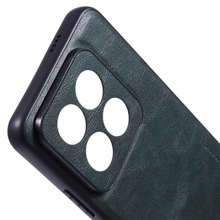 X-LEVEL Bojue-3 Series Per Xiaomi 14 Pro Slim Case Pelle+PC+TPU Ibrida Cover Per Telefono - Verde Mezzanotte