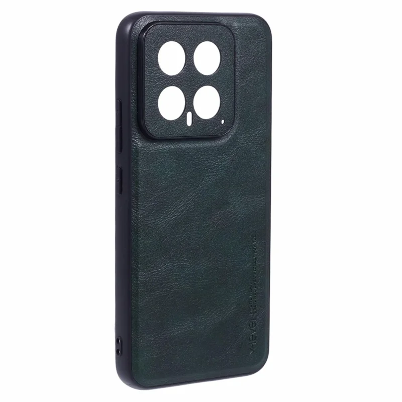 X-LEVEL Bojue-3 Series For Xiaomi 14 Case Leather Coating Phone Cover - Midnight Green