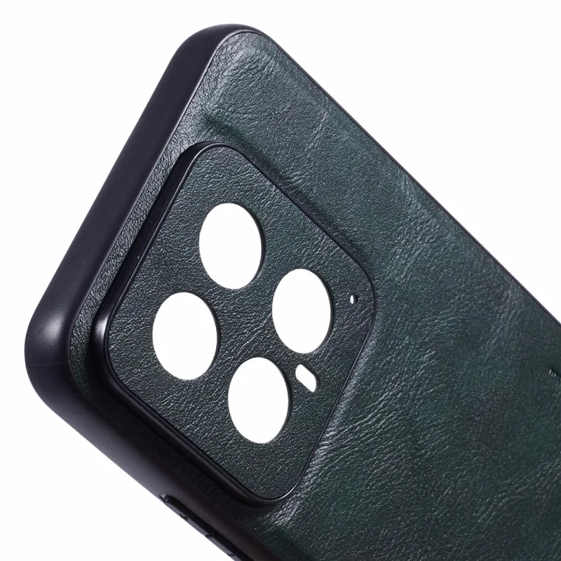 X-LEVEL Bojue-3 Series For Xiaomi 14 Case Leather Coating Phone Cover - Midnight Green