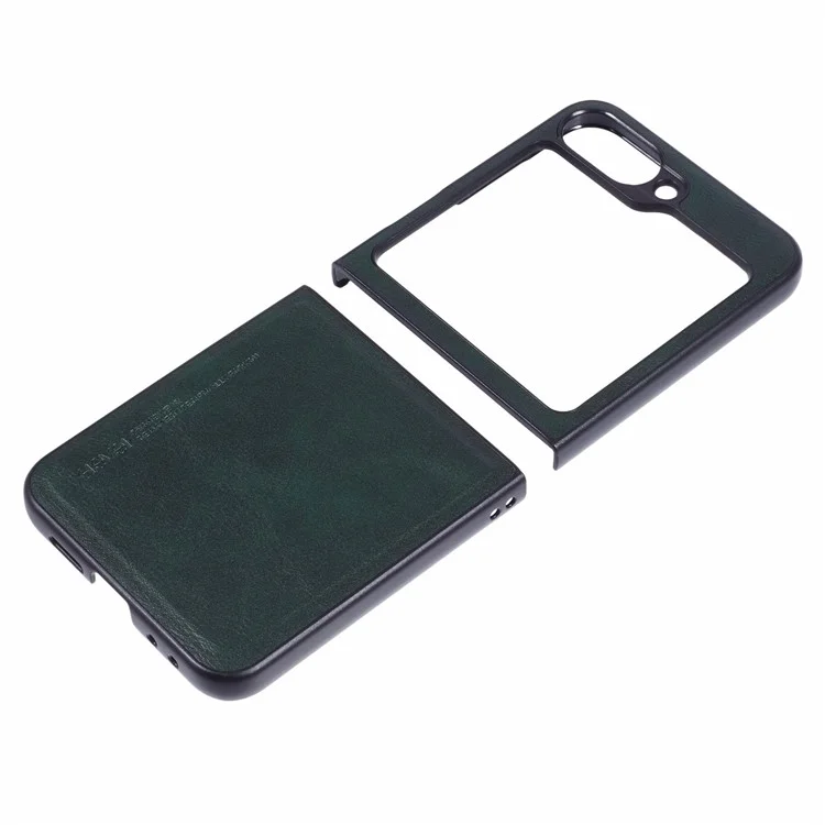 X-LEVEL Bojue-3 Series Para Samsung Galaxy Z Flip6 5G Case Leather+TPU+PC Anti-Fall Cell Phone Cover - Midnight Green